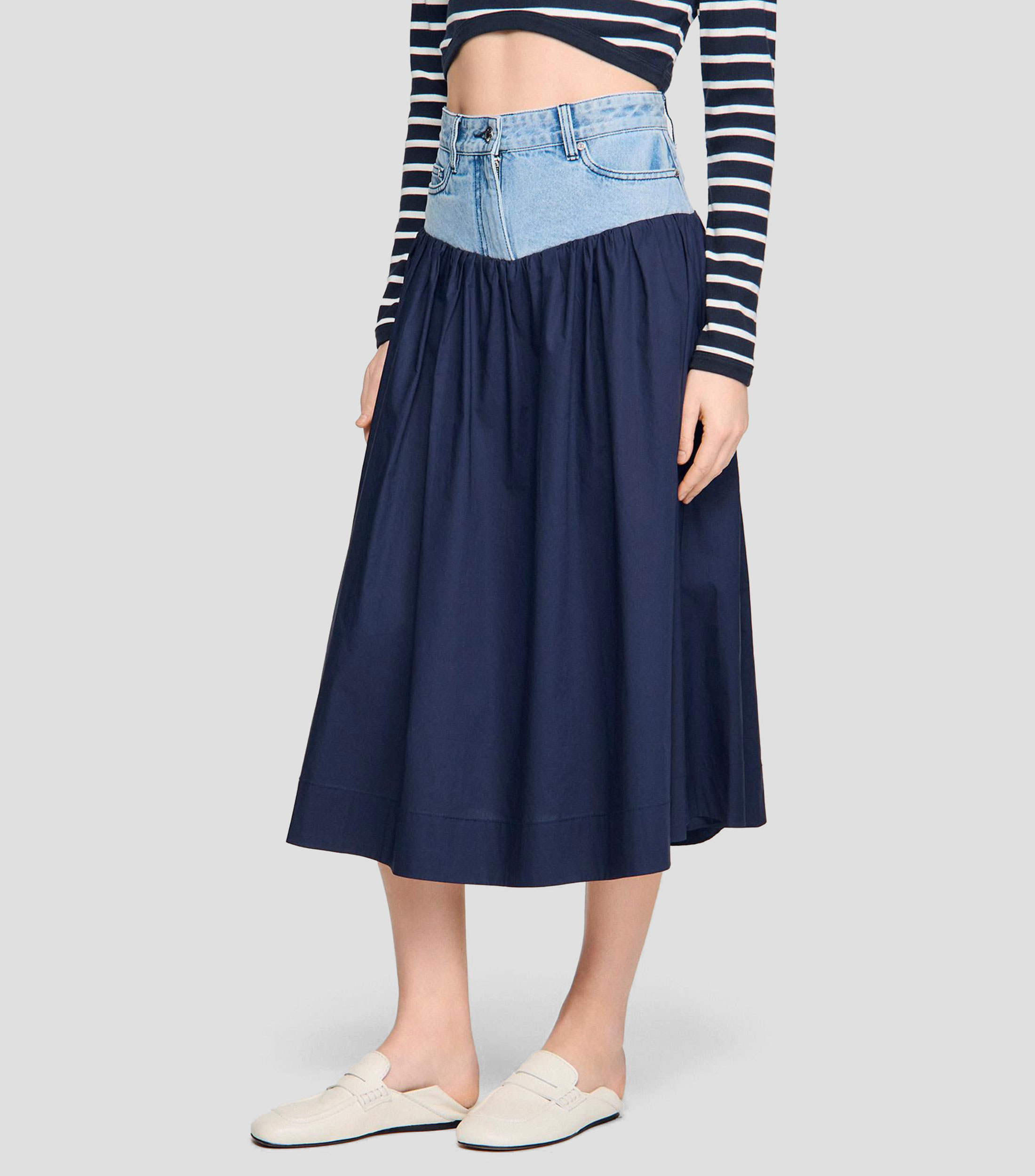 Falda midi de corte A lisa Mujer